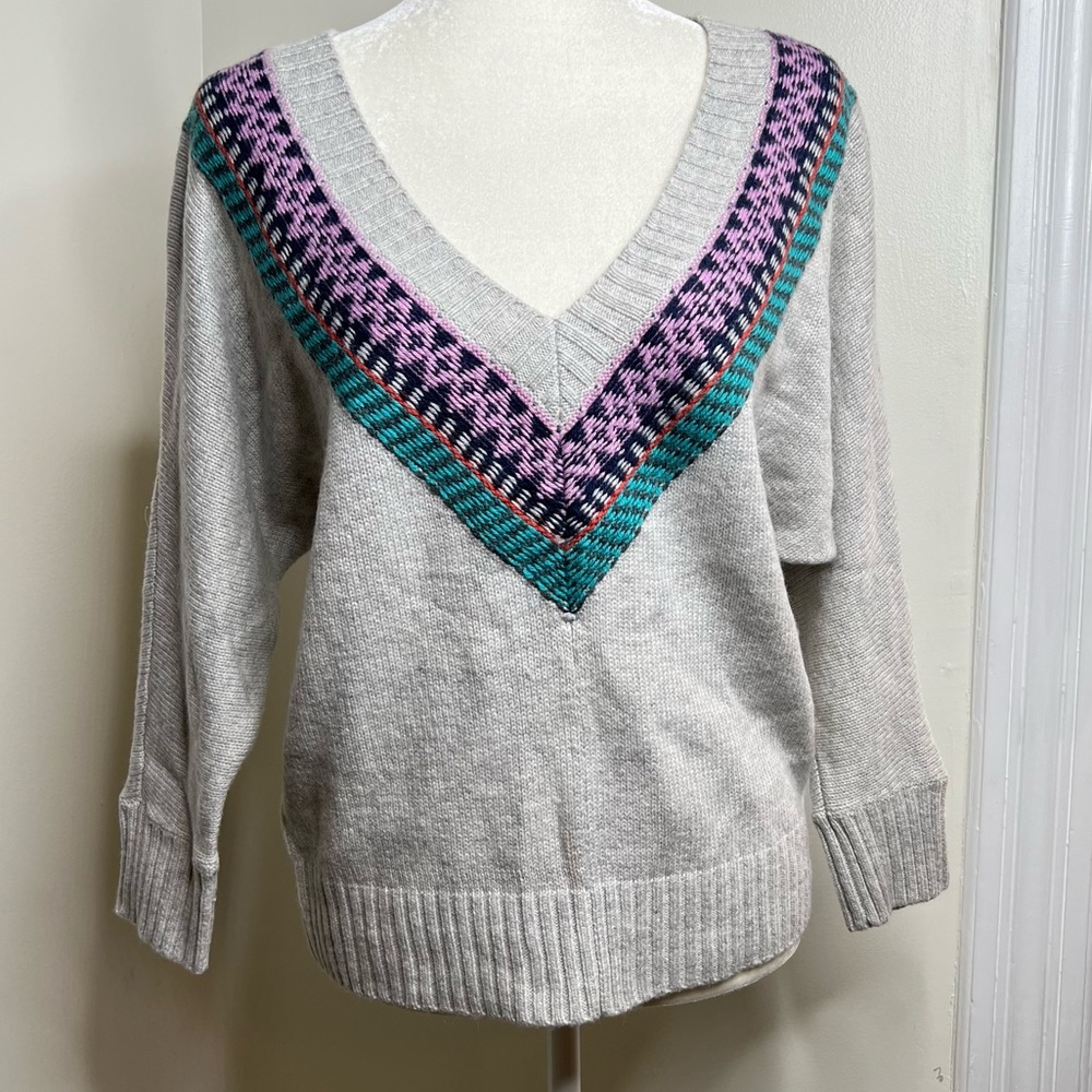 American Eagle Outfitters AEO Wool Blend Deep V Sweater Size Large Dolman Sleeve